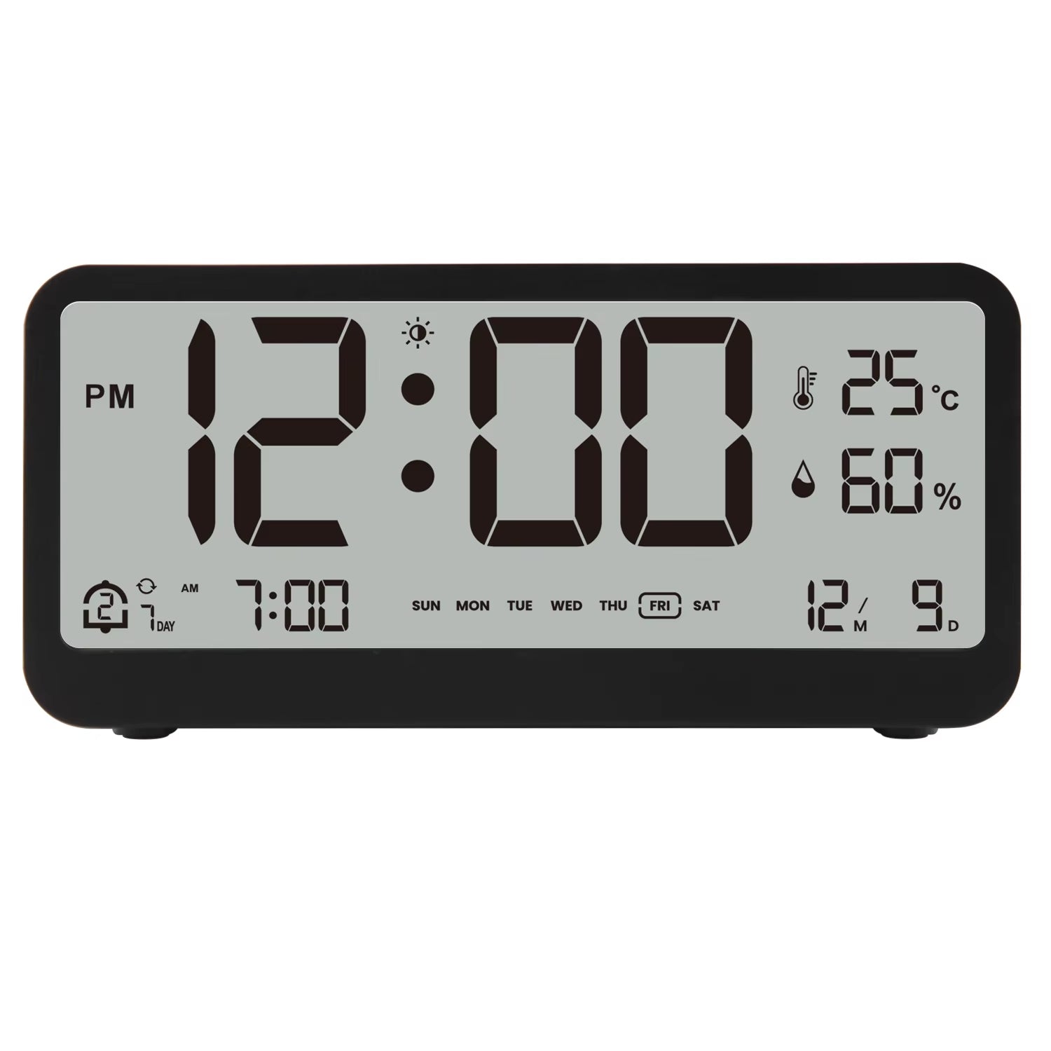 8001-EN LED Alarm Clock with Temp & Humidity
