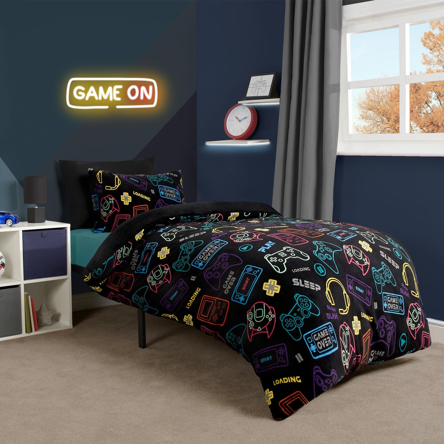 Gaming Duvet Cover Set Warm Fleece Bedding Quilt Thermal Warm Cosy Single Double