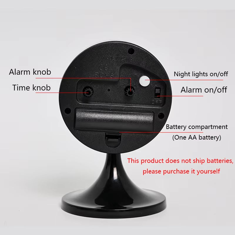 Nordic Metal Round Silent Bedside Alarm Clock