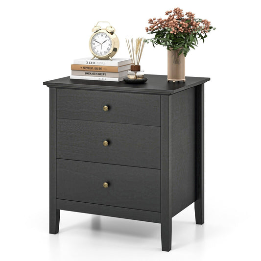 Costway 3-Drawer Nightstand Bedroom Wooden Bed Side Table Modern End Table