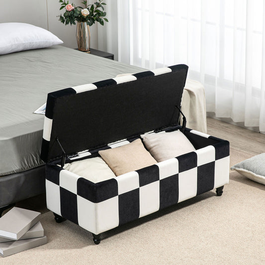 114 X 47 X 47Cm Velvet Storage Ottoman with Lid for Living Room Bedroom