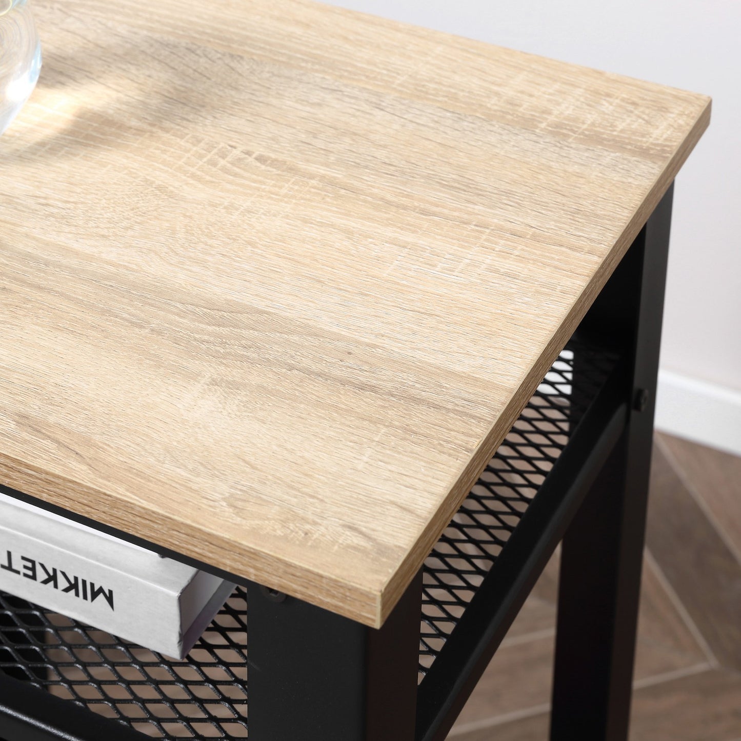 Modern Side Table with 2-Tier Shelves End Table for Bedroom, Living Room