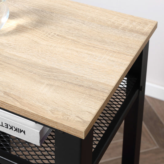 Modern Side Table with 2-Tier Shelves End Table for Bedroom, Living Room