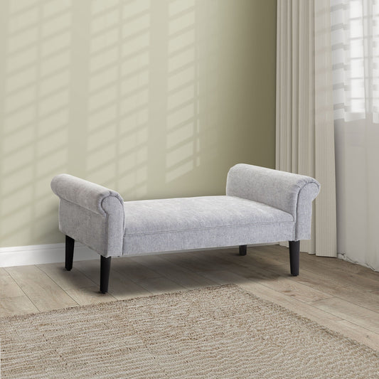 HOMCOM Deluxe Linen Bed End Arm Bench Bedside Bench Footstool Home Decor