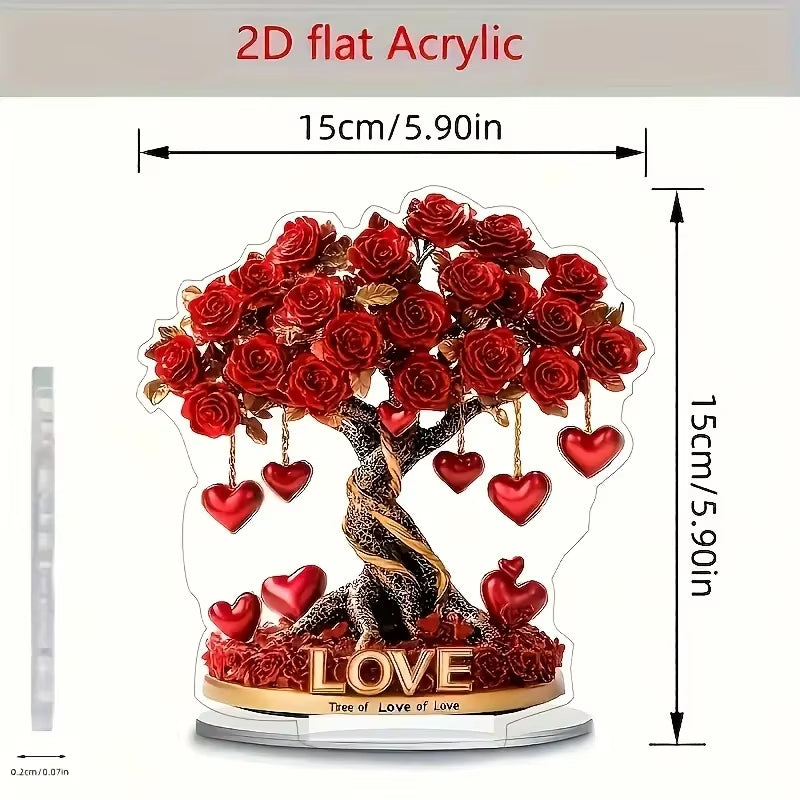 Crystal Heart Rose Tree Valentine Decor