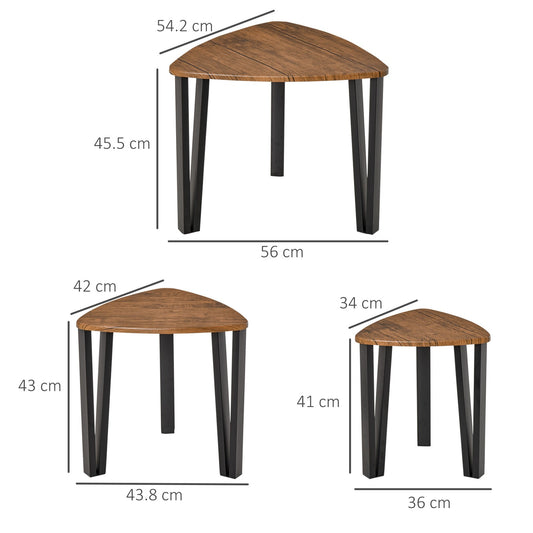 HOMCOM 3-Piece Nesting Coffee Table Set in Walnut MDF for Living Room
