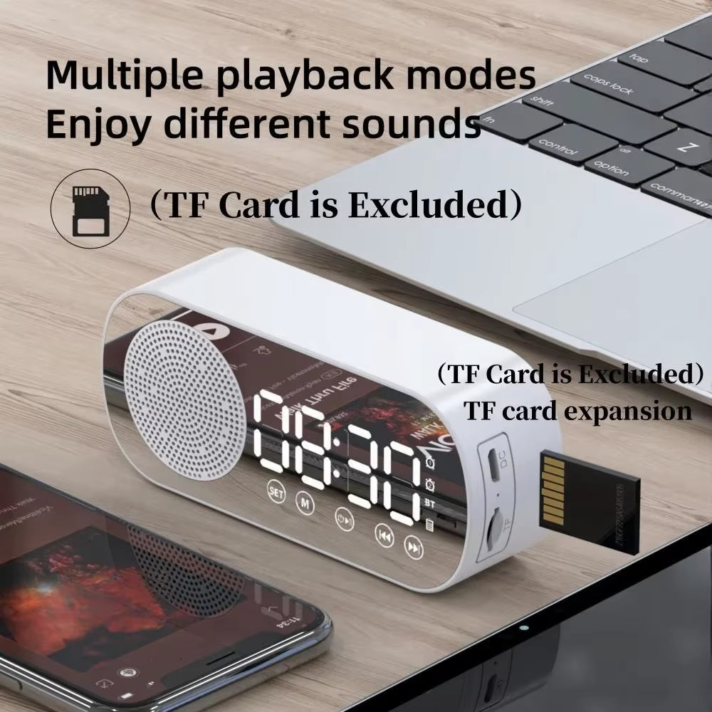 Mini Mirror LED Alarm Clock with FM Speaker