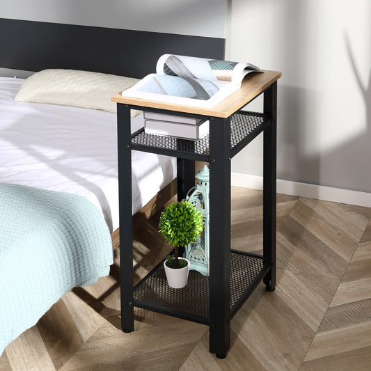 Modern Side Table with 2-Tier Shelves End Table for Bedroom, Living Room