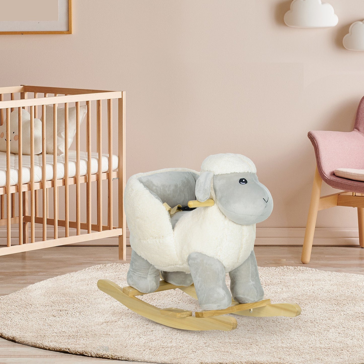 AIYAPLAY Baby Rocking Horse with Safety Belt, Sound, for Ages 18-36 Months