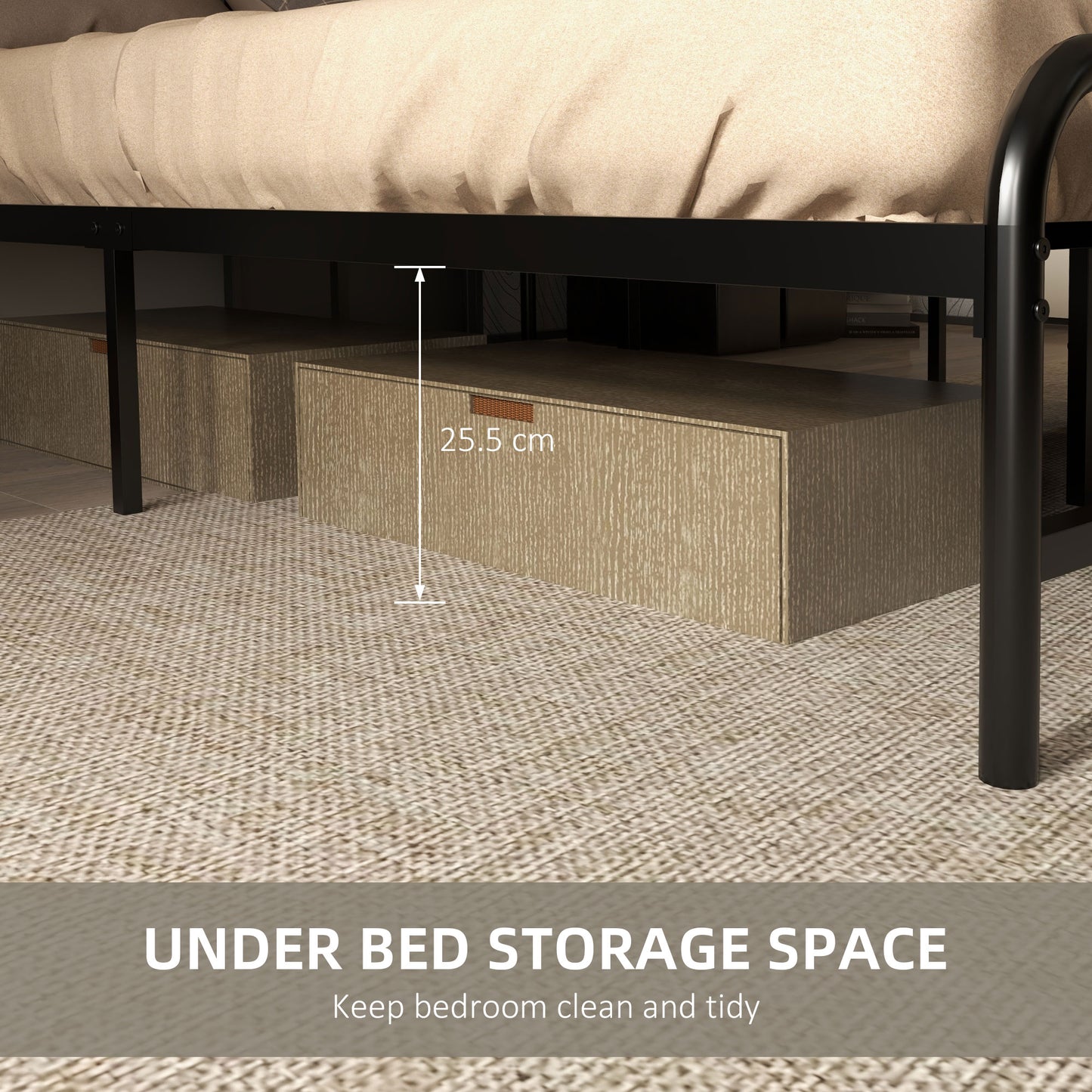 Bed Frame with Footboard and under Bed Storage Rustic Brown