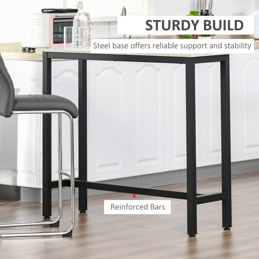 Adjustable Bar Table for Breakfast and Dining - White and Black with Footpads