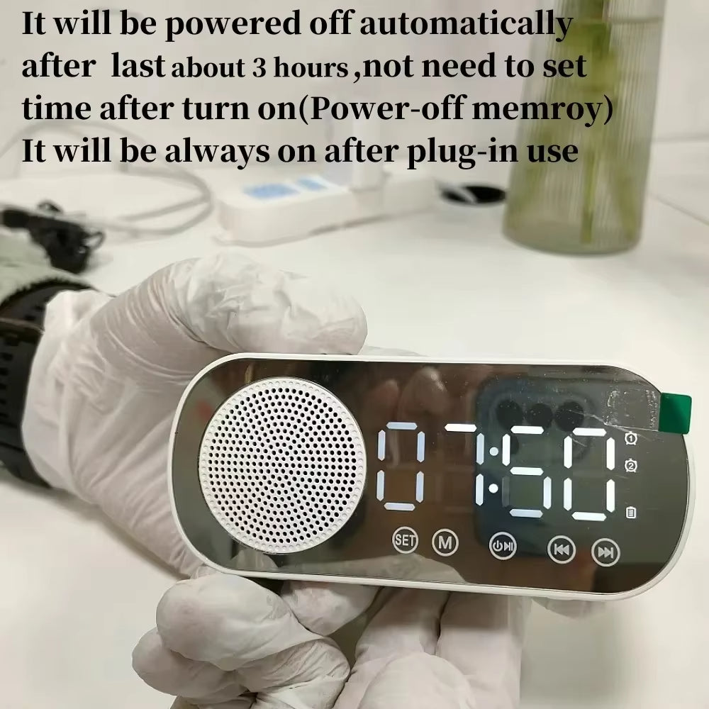 Mini Mirror LED Alarm Clock with FM Speaker