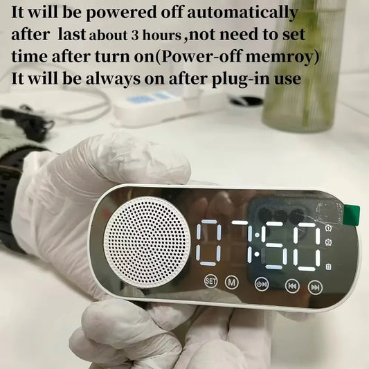 Mini Mirror LED Alarm Clock with FM Speaker