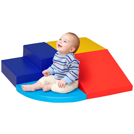 4-Piece Soft Play Set Climb and Crawl Foam Toddler Stairs and Ramp for Baby