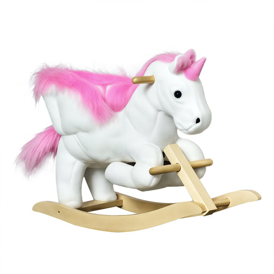 Kids Ride on Unicorn Baby Rocking Horse Rocker Chair Plush Toy with Music