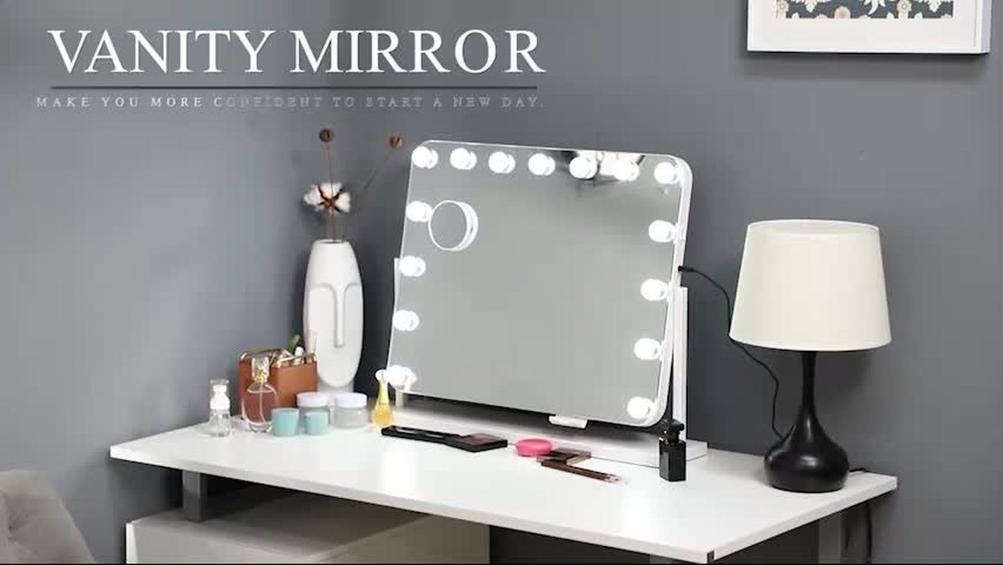 HOMCOM Hollywood Dimmable Lighted Makeup Mirror with Magnifier, USB Port