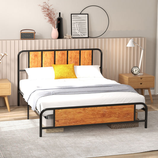Bed Frame with Footboard and under Bed Storage Rustic Brown