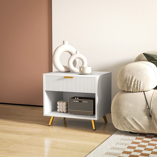 End Table with Drawer and Open Compartment for Bedroom