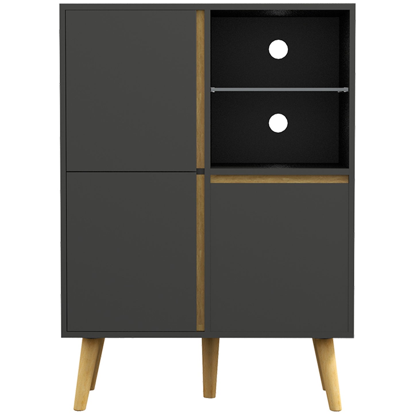 HOMCOM Storage Cabinet Sideboard with Tempered Glass Adjustable Shelves
