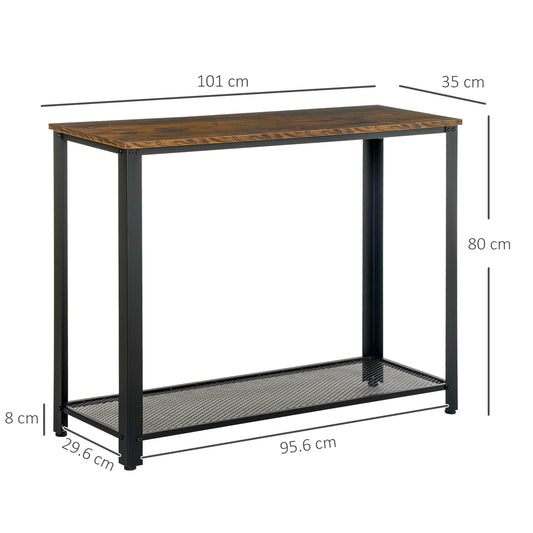 2-Tier Console Table Side/End Table W/ Mesh Shelf Entryway Hallway Furniture