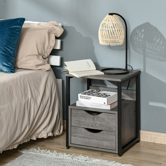 Bedroom Accent End Table with Shelf and Drawer