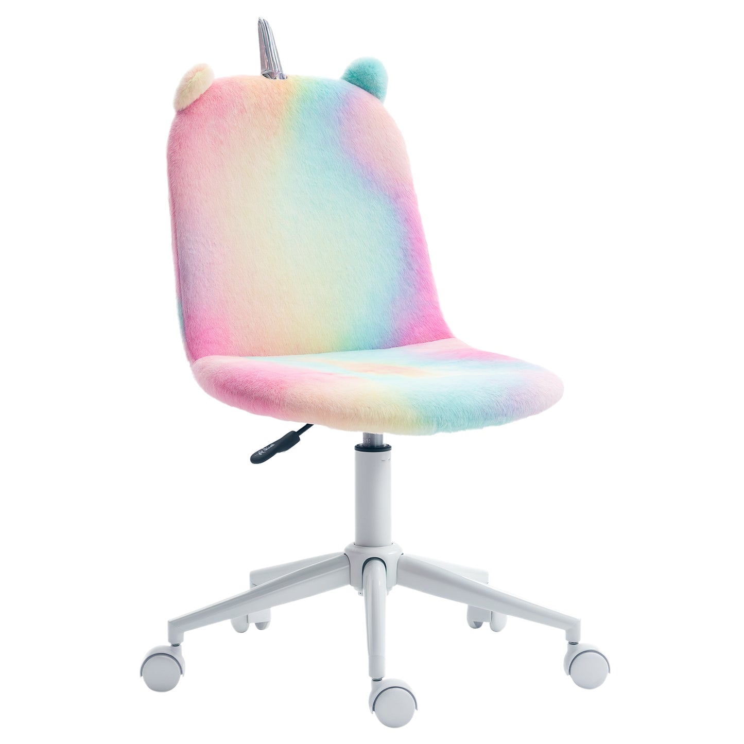 Fluffy Unicorn Office Chair with Swivel Wheel, Cute Desk Chair, Rainbow