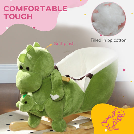 AIYAPLAY Baby Rocking Horse W/ Safety Belt, 32 Songs, Wood Base, Hand Puppet