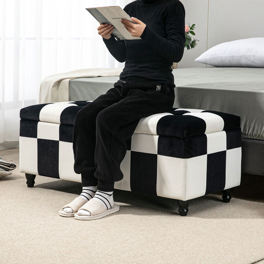 114 X 47 X 47Cm Velvet Storage Ottoman with Lid for Living Room Bedroom