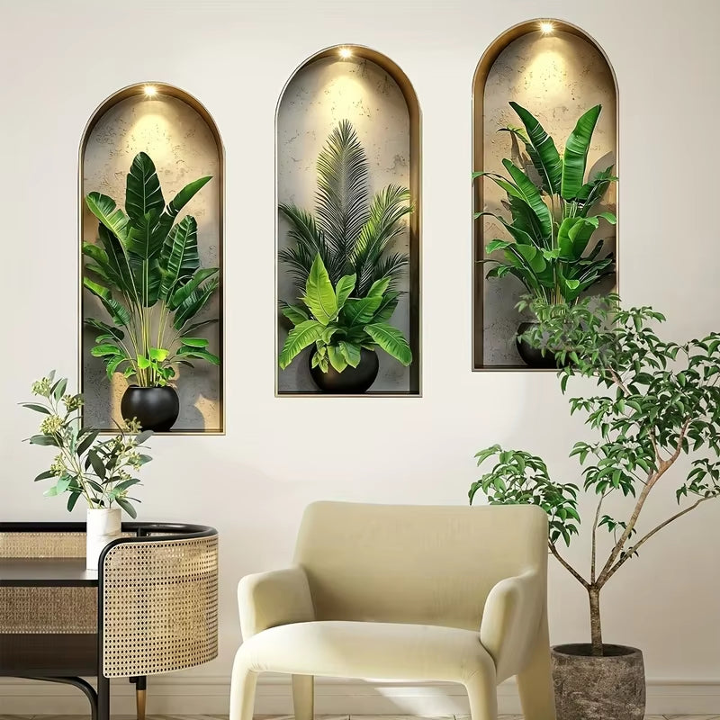 3D Watercolor Plant Wall Stickers Decor