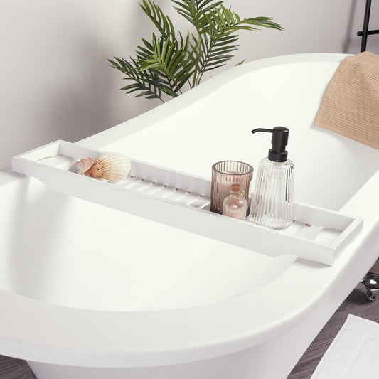 OHS Wooden Bath Tub Rack Storage Bathroom Caddy Shelf Tray Soap Holder Tidy Unit