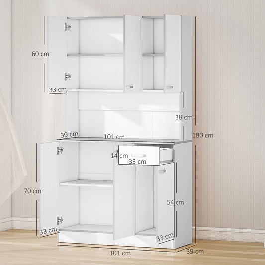 Kitchen Storage Cabinet with 6 Doors, Drawer, Adjustable Shelves