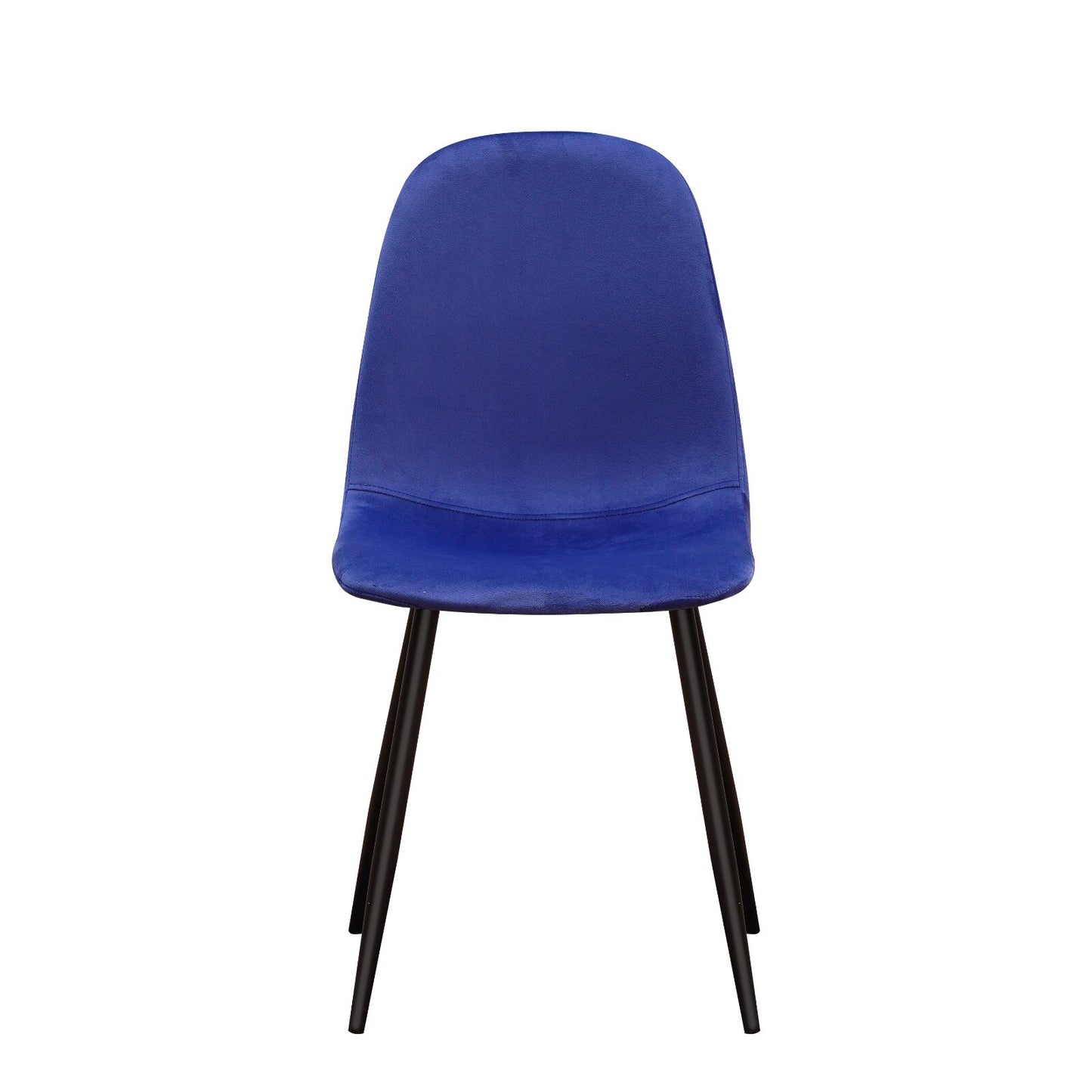 Blue Velvet Dining Chair Blue Padded Metal Legs for Kitchen Chair Home Decor