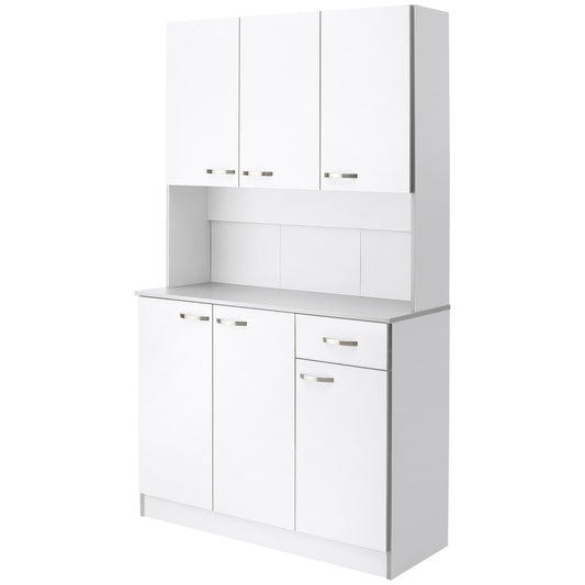 Kitchen Storage Cabinet with 6 Doors, Drawer, Adjustable Shelves