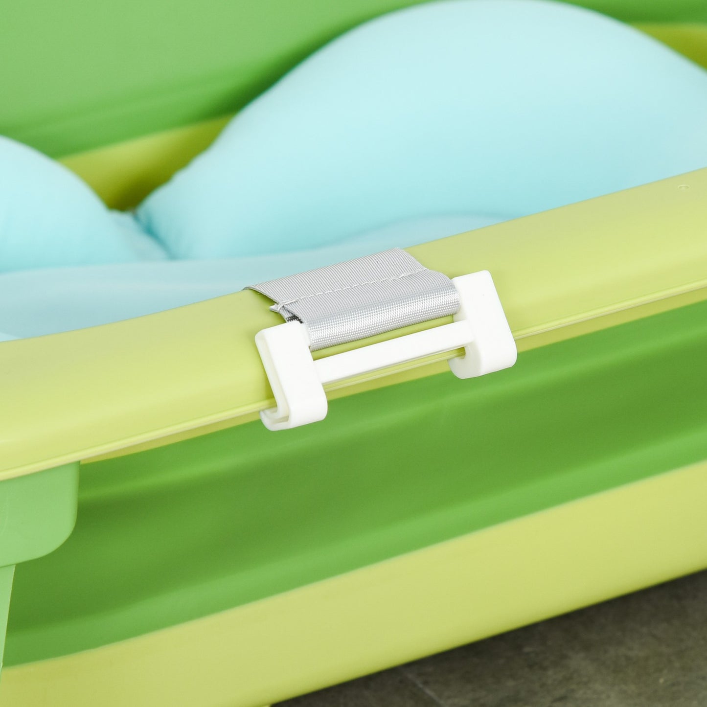 Ergonomic Baby Bath Tub for Toddler with Baby Cushion for 0-3 Years Green