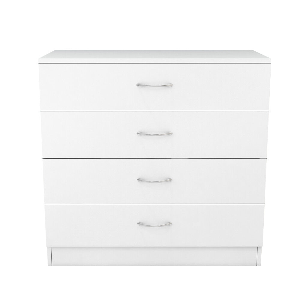 White Chest of Drawers 4 Drawer Nightstand Bedroom Storage Furniture