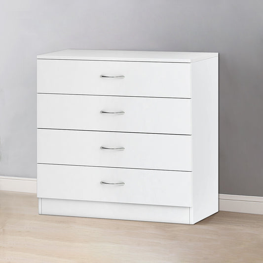 White Chest of Drawers 4 Drawer Nightstand Bedroom Storage Furniture