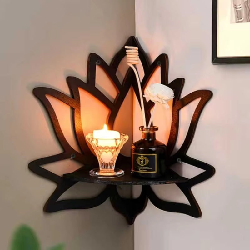 Wooden Lotus Wall-Mounted Aromatherapy Shelf
