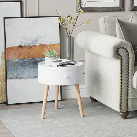 Coffee Table Furniture Bedroom round Corner Drawer Storage Unit White Office