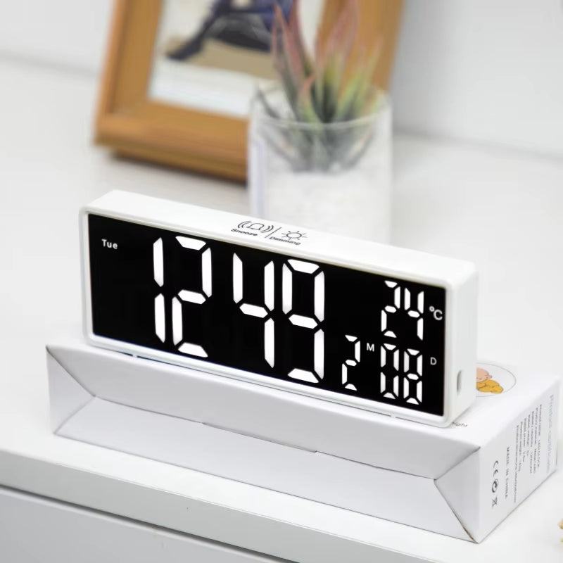 Rechargeable LED Mirror Alarm Clock 2 Alarms