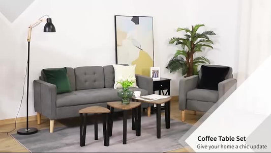 HOMCOM 3-Piece Nesting Coffee Table Set in Walnut MDF for Living Room