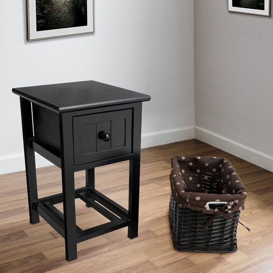 Set of 2 Nightstands with Removable Baskets and Drawers