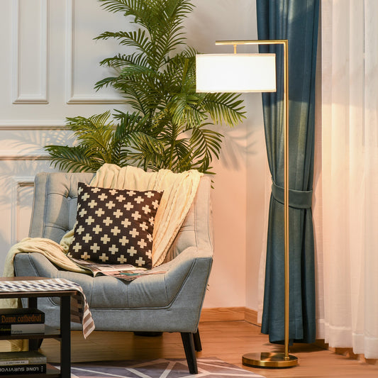 Modern Floor Lamp Tall Pole Light with Linen Shade E27 Holder for Home Office