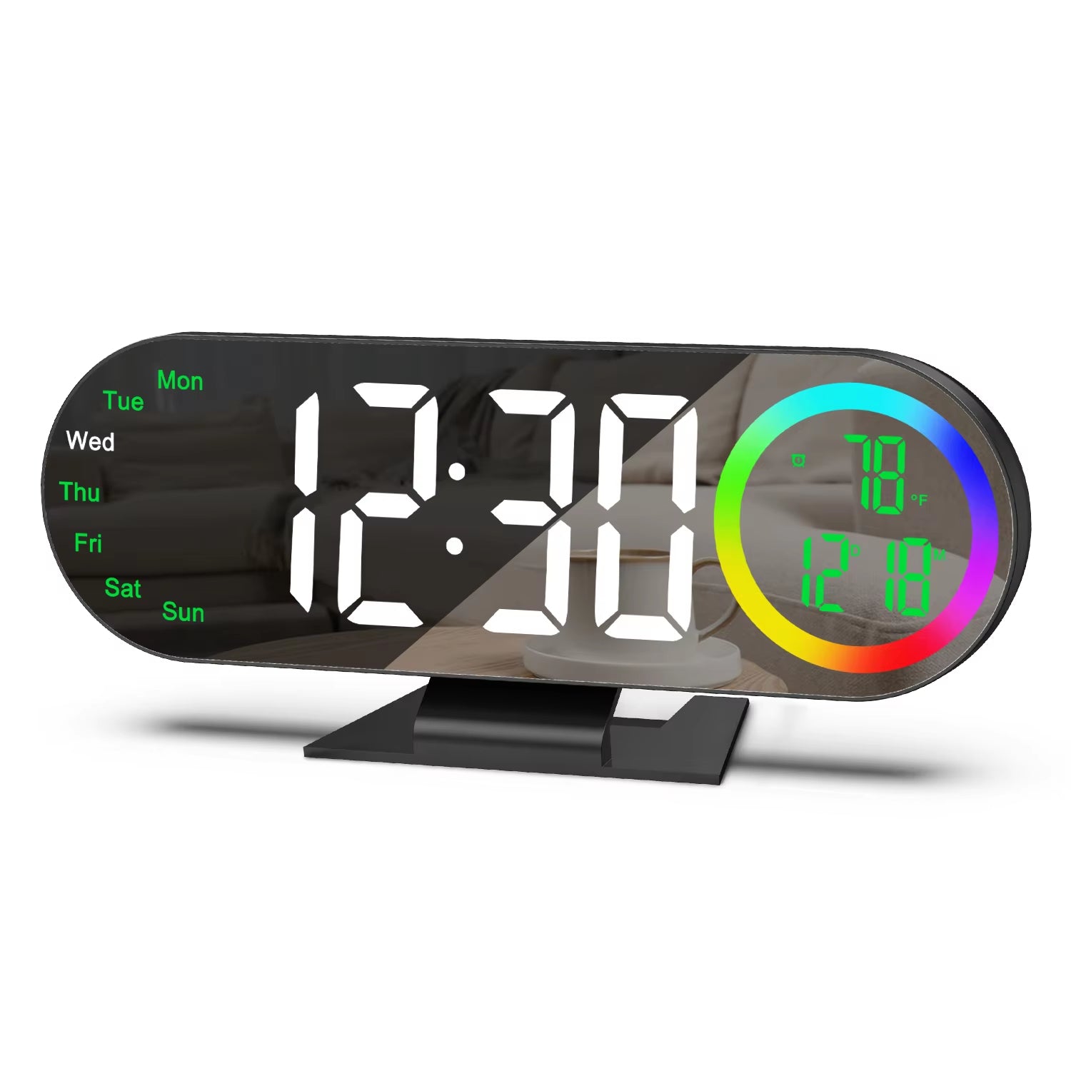 ORIA 8.5'' LED Mirror Clock with RGB Light