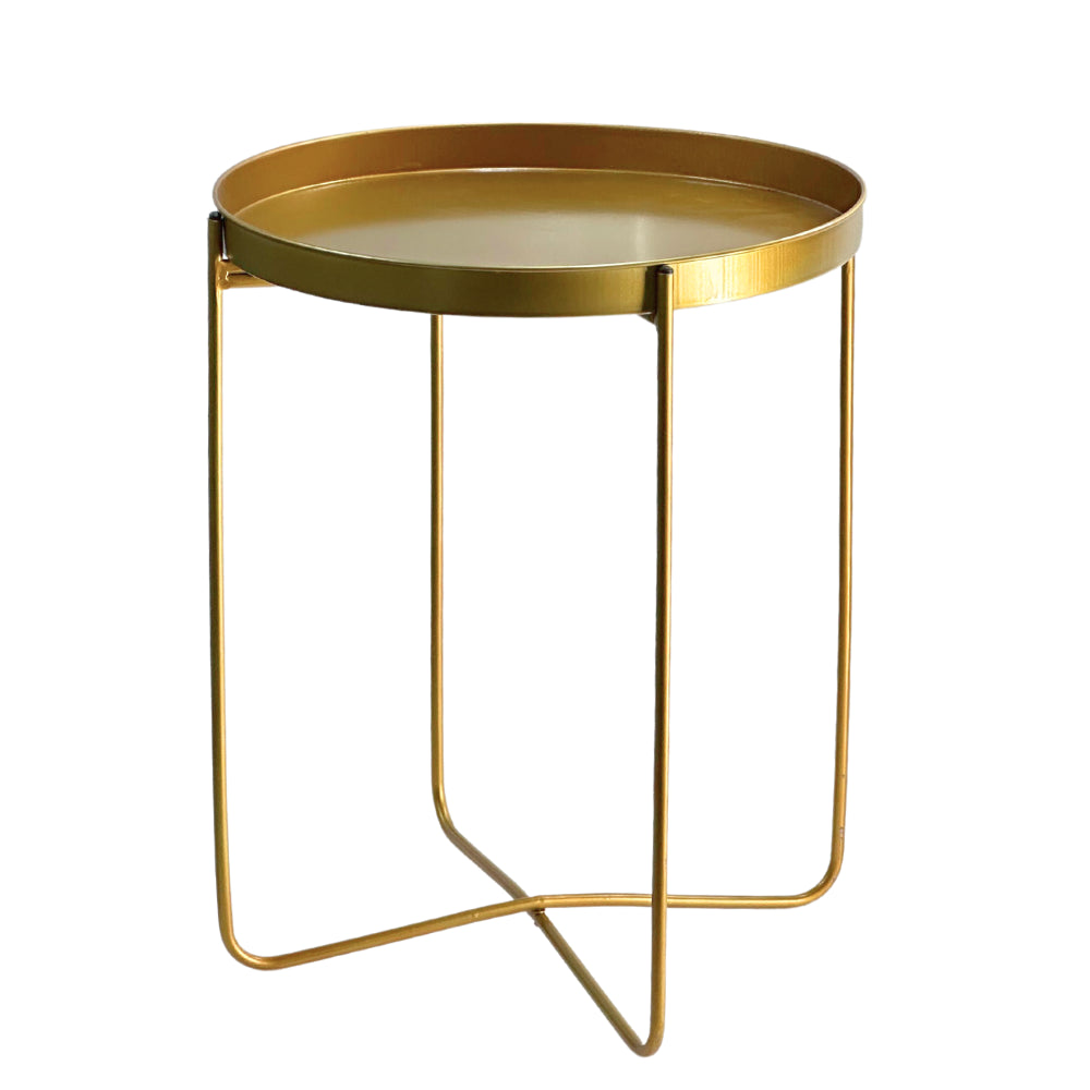 Gold Metal round Side Tray Table - Versatile round End Table and Nightstand
