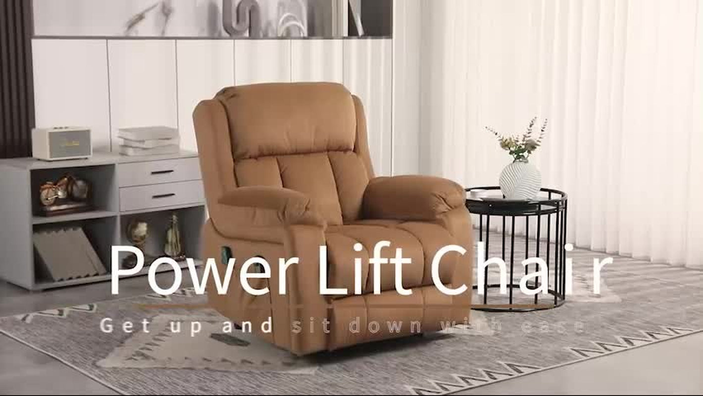 HOMCOM Lift Chair Riser and Recliner Chair with Vibration Massage, Heat, Brown