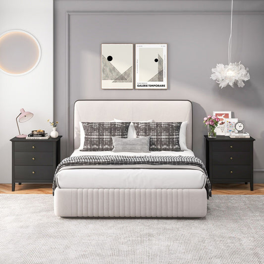 Costway 3-Drawer Nightstand Bedroom Wooden Bed Side Table Modern End Table