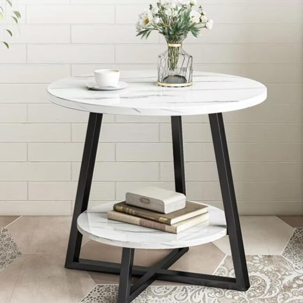 Small round Sofa Side Table Coffee End Table 2 Tier Shelf Living Room Bedroom