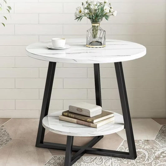 Small round Sofa Side Table Coffee End Table 2 Tier Shelf Living Room Bedroom