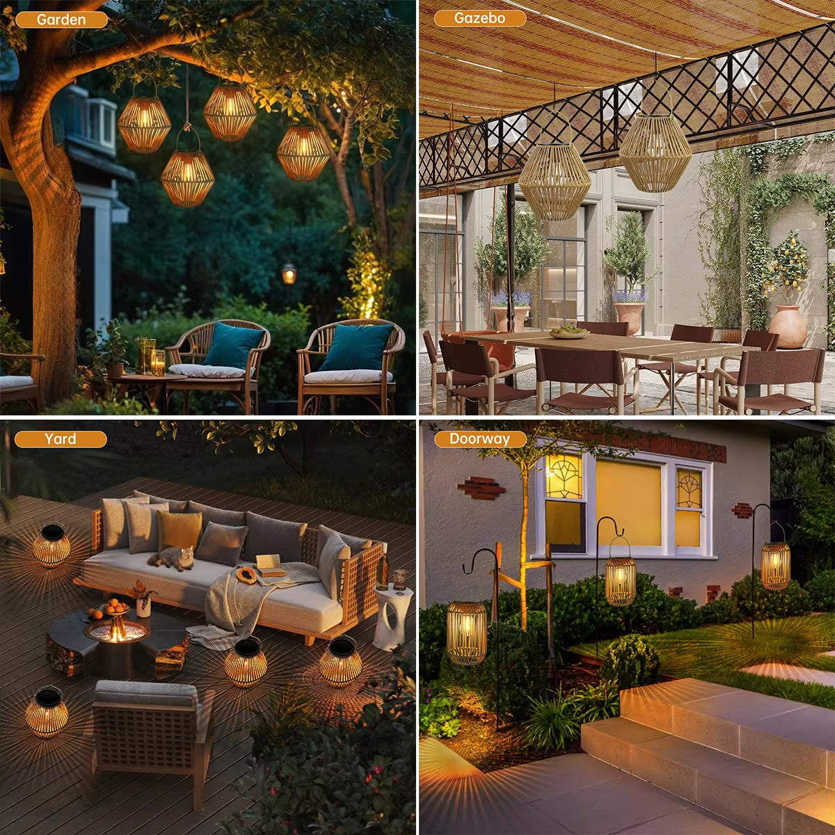 Add Boho Glow – Solar Rattan Lantern