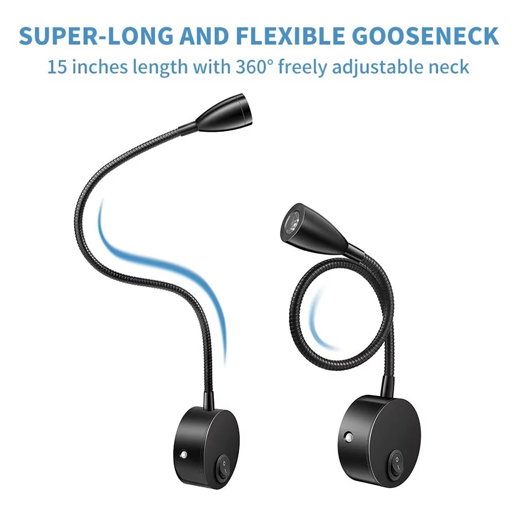 Adjustable Gooseneck LED Wall Reading Lamp